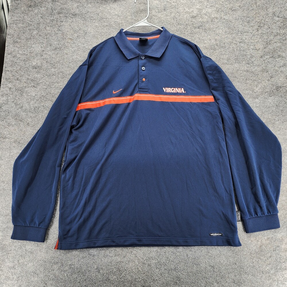 Virgina Polo Shirt Mens Extra Large Long Sleeve Blue Nike Sphere Dry